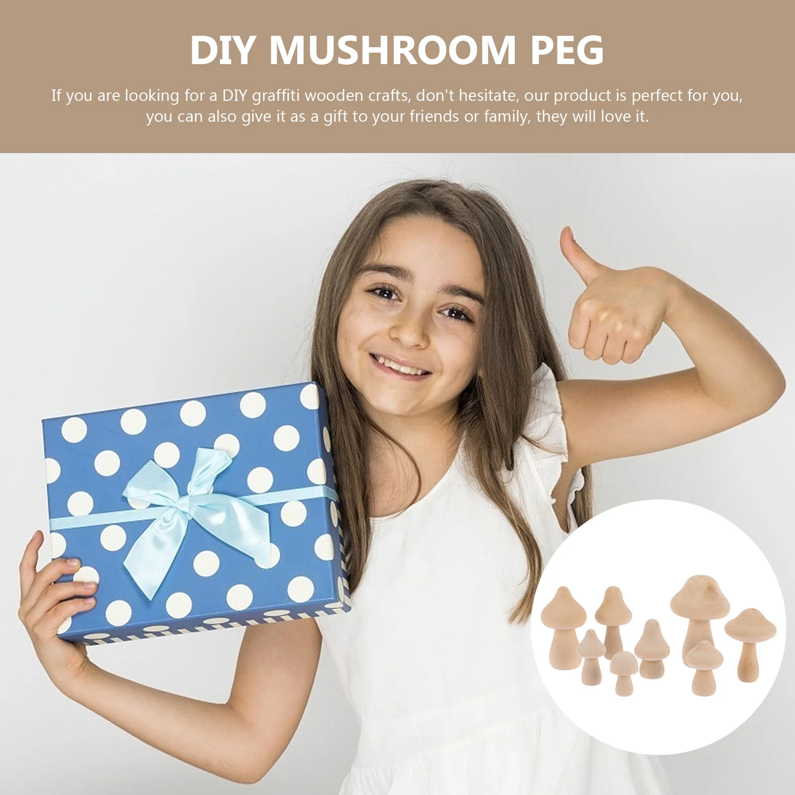 

8Pcs DIY Wood Mushroom Figures Unfinished Painting Craft Kits for Kids Creative Handmade Decorations Educational Art Projects
