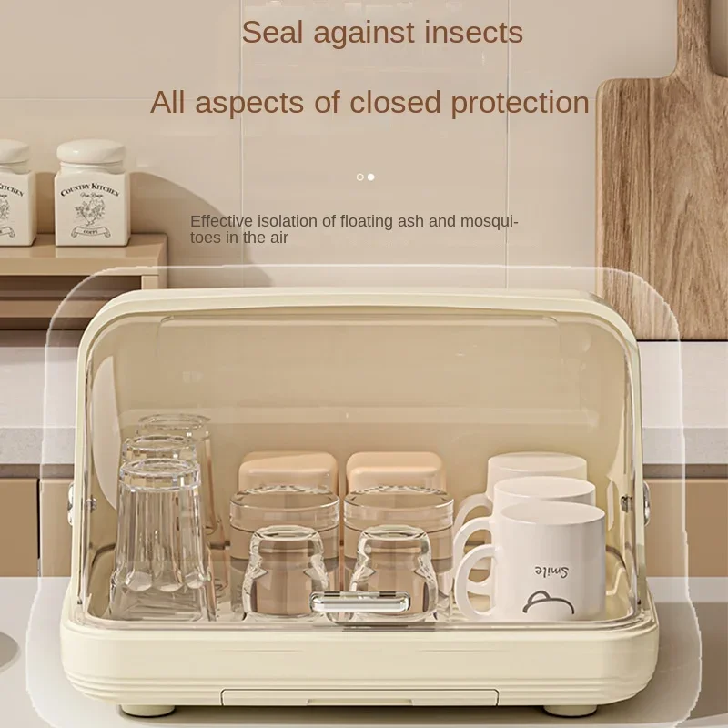 

Household Dust Proof Cup Storage Rack Tabletop Glass Tea Cup Drainage Tray