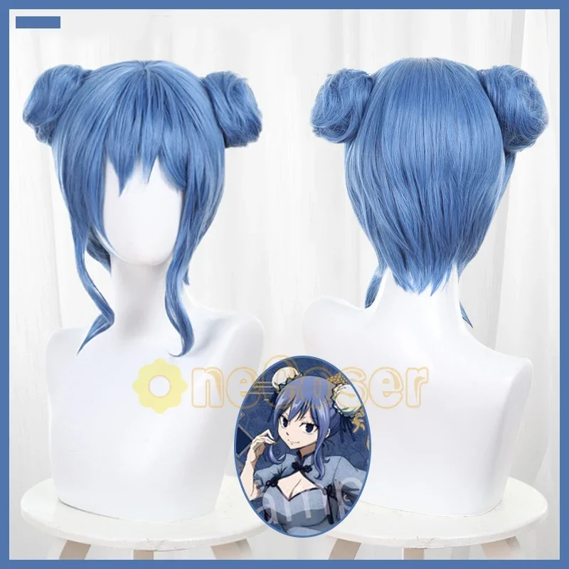 Juvia Lockser Cosplay Wig Anime Fairy Tail Blue Short Hair Chinese Style Heat-resistant Fiber Hair +Wig Cap Halloween Party