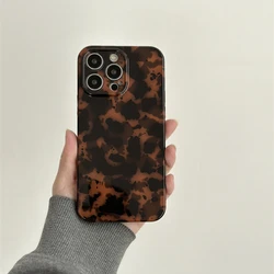Retro Tortoiseshell print silicone case for iphone 16 17 16pro 15 14 17pro 13 pro max 12 11 protective cover Iphone 14 fundas