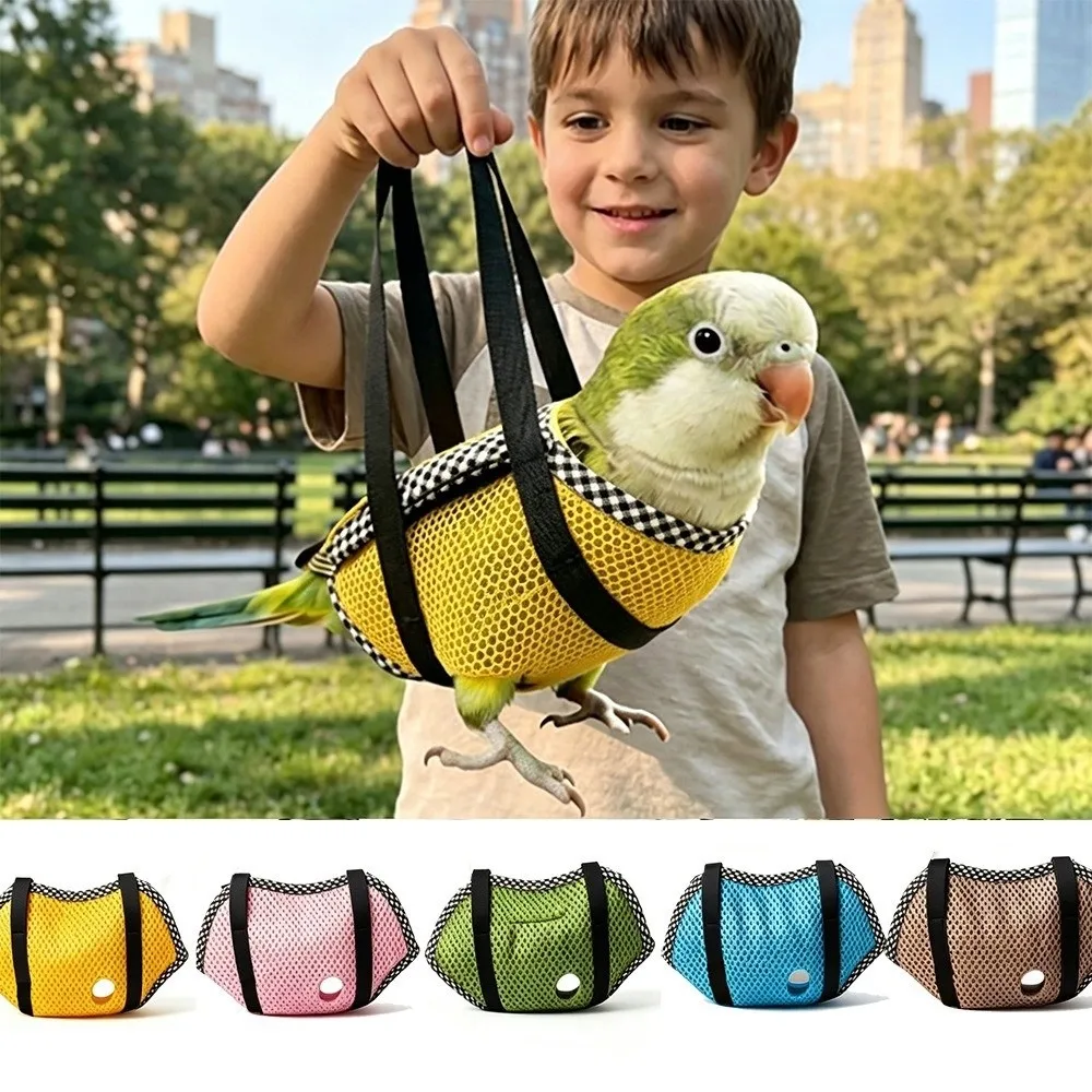 Breathable Mesh Parrot Hand Carrier Bag Windproof Portable Bird Vest Travel Bag Comfortable Soft Fabric Bird Outing Backpack