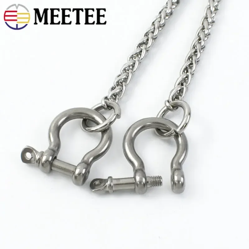 Meetee 1pc 30/40/45/55cm spodnie ze stali nierdzewnej Chain Key Hang klamry męskie spodnie Jeans portfel łańcuchy klipy haczyki na zatrzaski do paska