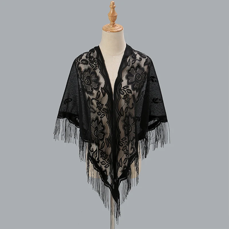 Tassel Patchwork V-Neck Cardigans Women Wedding Accessories Shawl Hollow Multicolored Evening Prom Cape Tulle Shawl Party