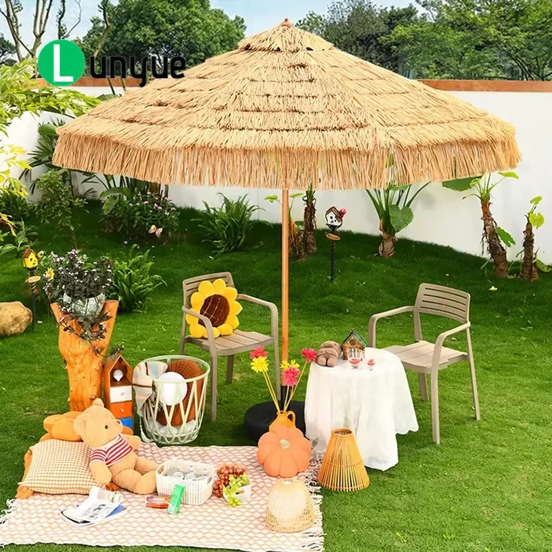 180cm Retro Green Fringed Parasol Windproof Stainless Steel Rod Waterproof Foldable UV Proof Summer Outdoor Patio Furniture