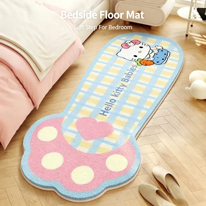 Y2K Non‑Slip Hello Kitty Baby Bottle Long Rug Irregular Shape Dirt‑Resistant Easy‑Clean Bedroom Floor Mat
