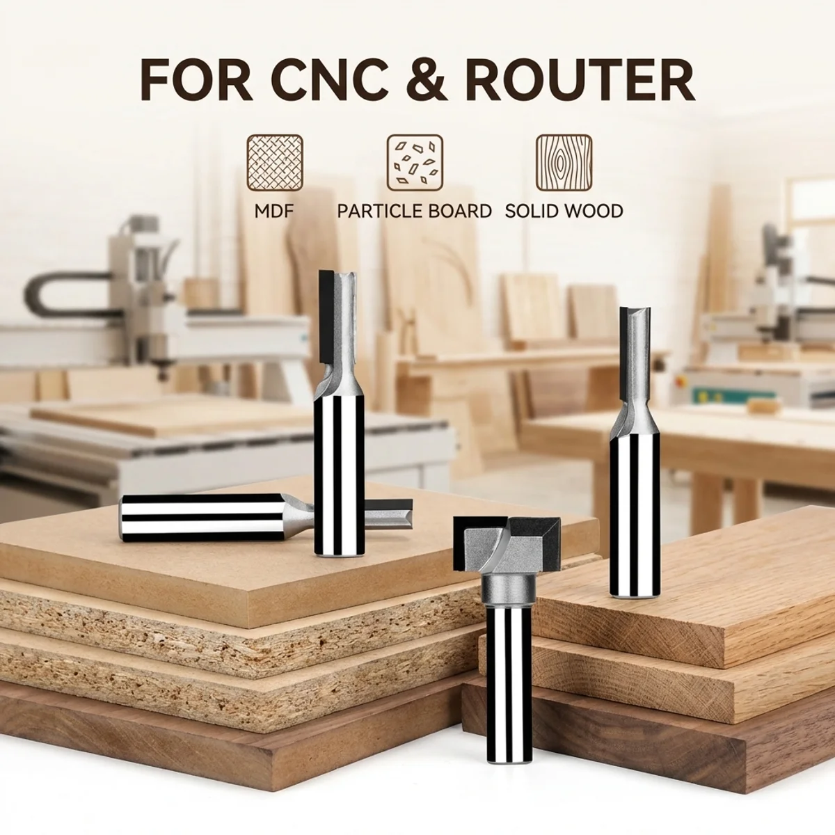 

12.7MM PCD Diamond Cleaning Bottom Milling Cutters 2/3/4 Flute Straight Slotting Tool Wood Router Bits for Carving Machines