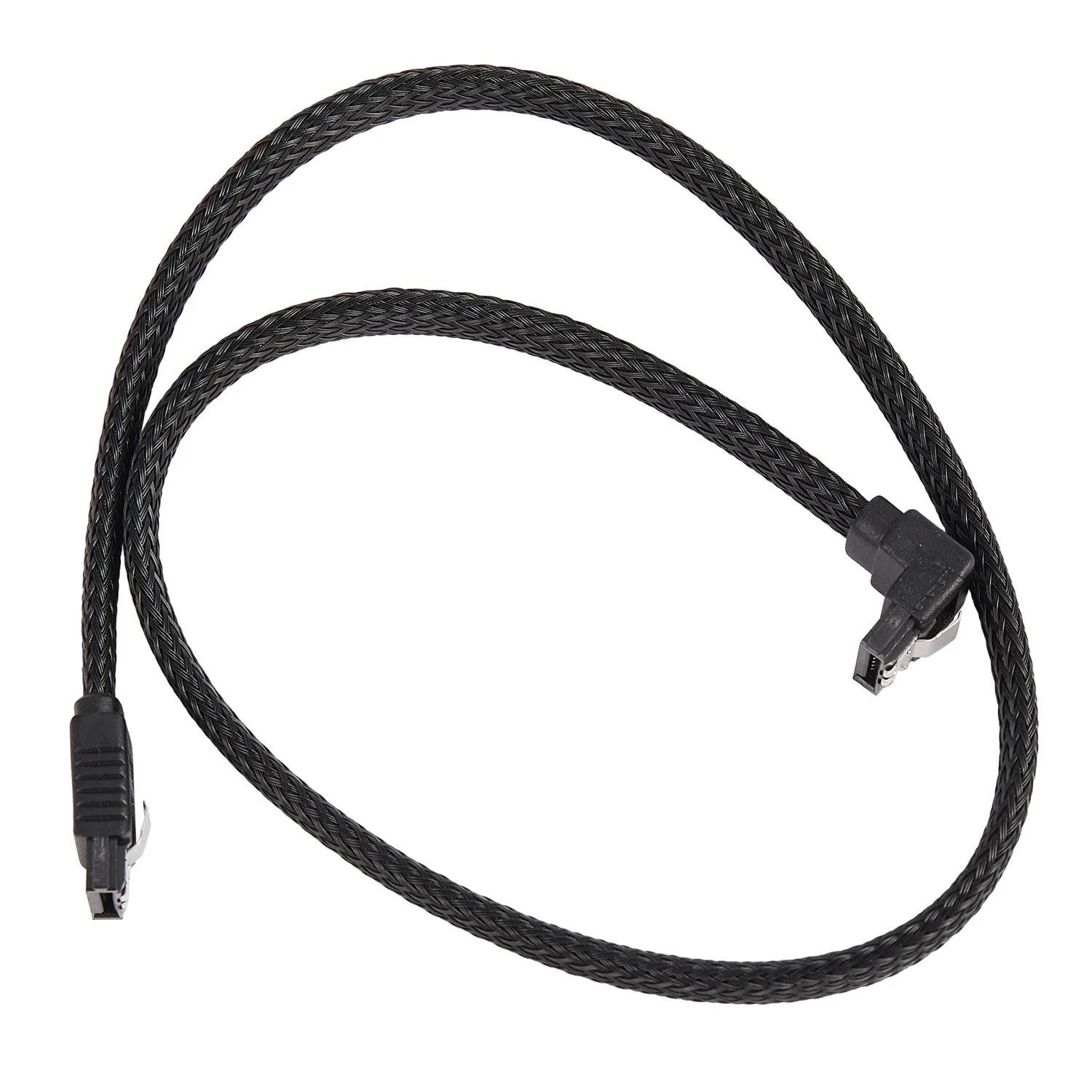 

50CM SATA 3.0 III SATA3 7pin Data Cable Right Angle 6Gb/s SSD Cables HDD Data Cord with Nylon Sleeved(Black)