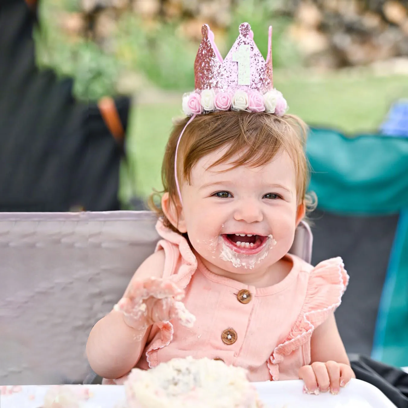 1-5T Baby Girls Birthday Crown Hat Children's Party Headwear Pink Princess Dress Up Headband Creative Glitter Birthday Hat