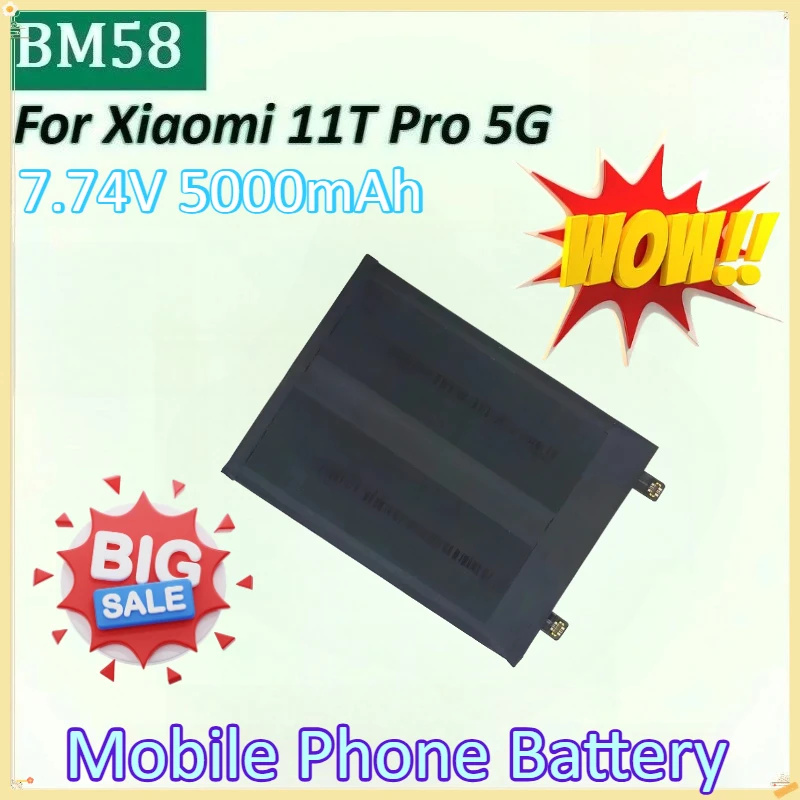 

Newly upgraded BM58 7.74V 5000mAh Mobile Phone Battery for Xiaomi 11T Pro 5G/ Mix 4 Phone High-Capacity Replacement Batteries