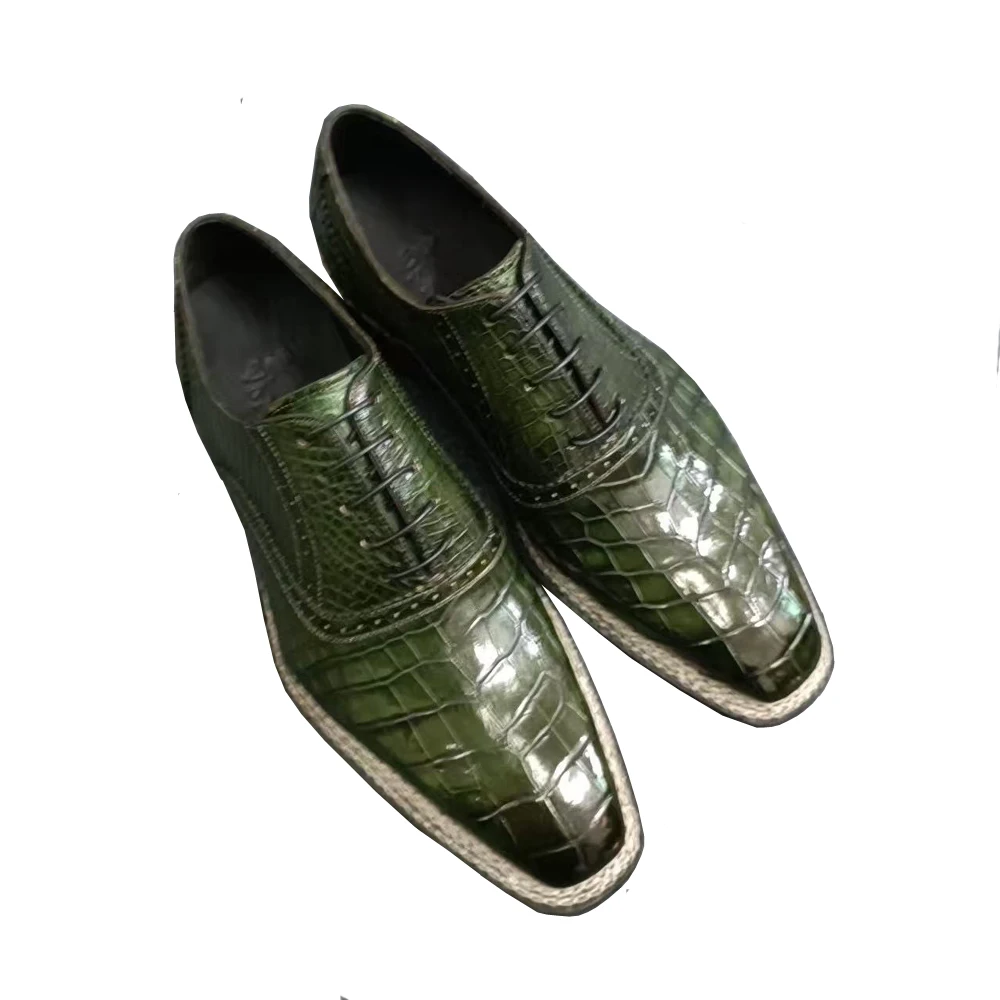 

Новые мужские туфли Liangge, оливково-зеленые, однотонные, из кожи под крокодила, для свадьбы, встреч, офиса.