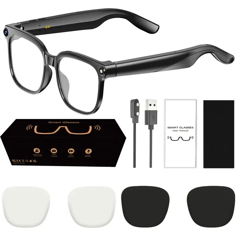 Smart Glasses 800W HD Camera Video Recording Real Time Translation Bluetooth Calling AI Assistant Wearable Tech for Men Women
