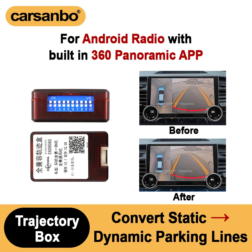 Carsanbo Car Bird Eye View System Dynamic Trajectory 360° 3D Panoramic Tracking Guide Lines Dynamic Parking Lines
