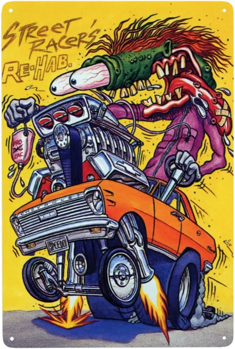 Rat Fink Vintage Metallschild für die Autowerkstatt – Retro-Stil Blechschild für Männerhöhle und Club-Dekoration