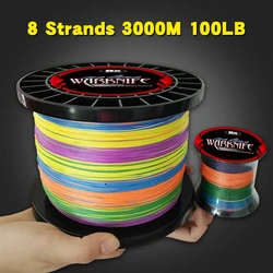 Warknife 3000M Saltwater 8 Threads 8 Strands PE Braid Line Braided 6-300LB Smooth Multifilament Super Durable Fishing Line Pesca