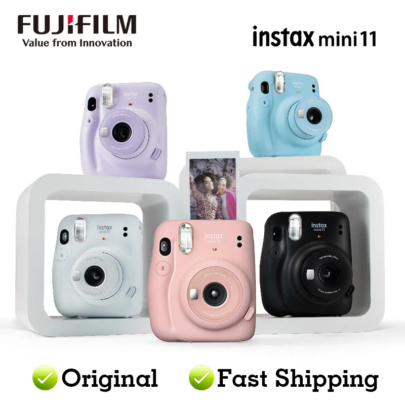 Imagem -05 - Nova Fuji Genuína Instax Mini11 Câmera Instantânea Fujifilm Rosa Azul Cinza Branco Roxo com Instax Mini Filme Foto Papel Venda Quente