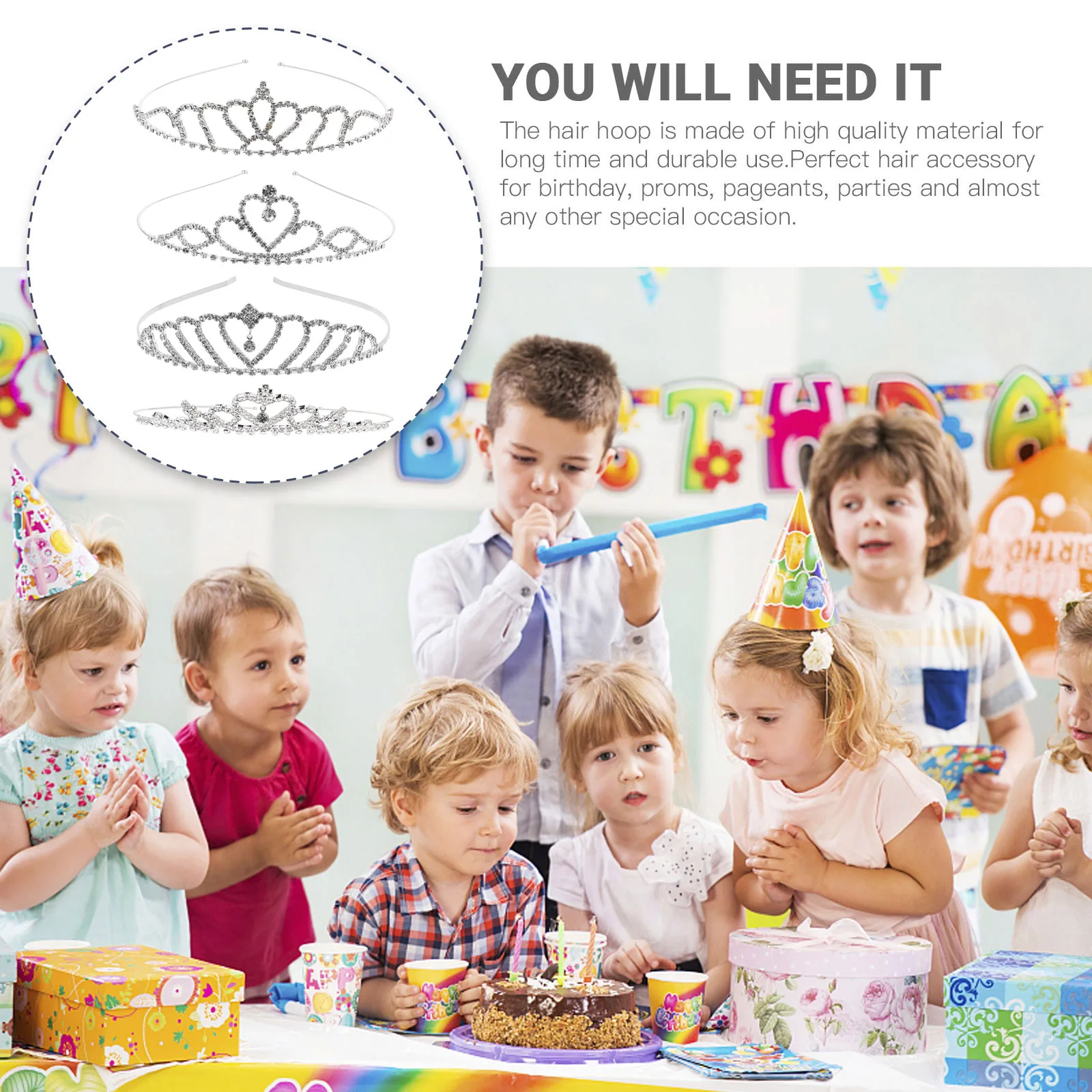 

4 Pcs Crown for Kids Princess Hairband The Headpiece Water Drop Silver Wedding Girls Child