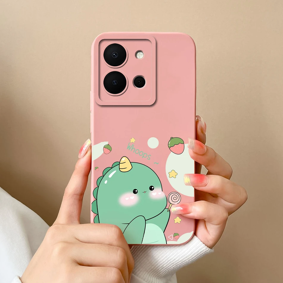 For Vivo Y36 4G 5G Case Dinosaur Soft Smooth Liquid Silicone Full Protection Anti Choc Phone Shell For Vivo Y 36 VivoY36 Cover