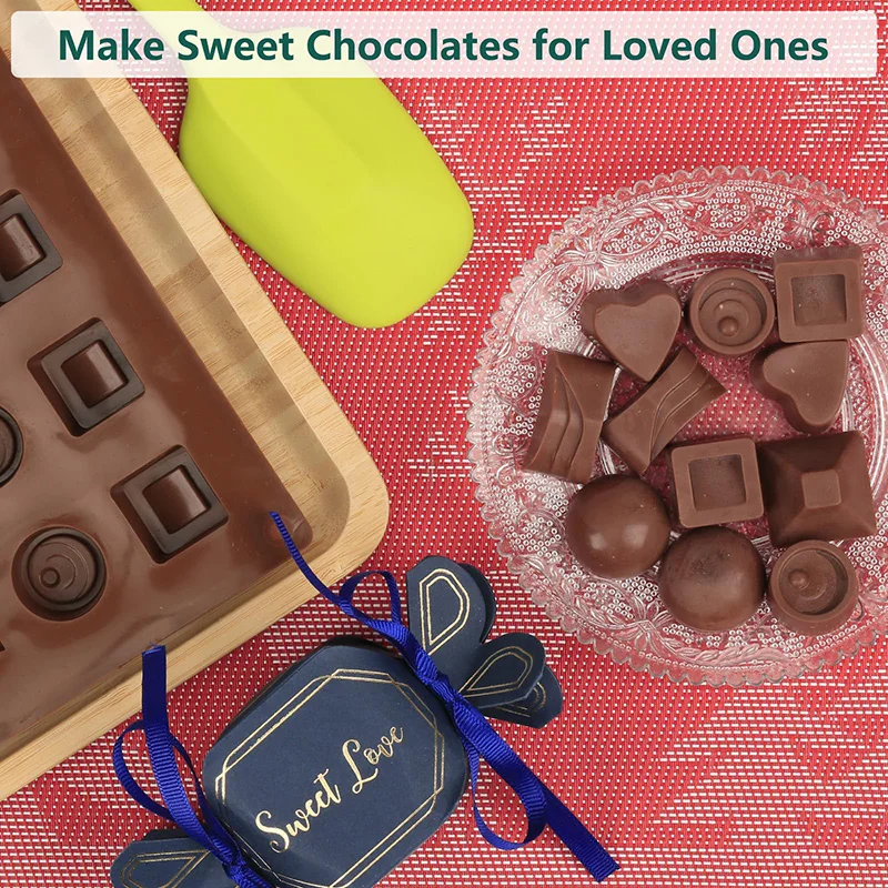 Chocolate Molds Silicone with 30 Cavities 6 Different Shapes for Making Larger Candy/Gummy/Cake Décor for Party&Celebration