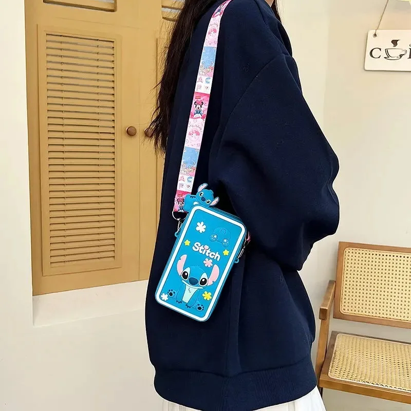 シリコンステッチ携帯電話バッグクロスボディスモール女性男性ミニソショルダーバッグガールボーイスクエアフォンポーチバッグアニメギフト
