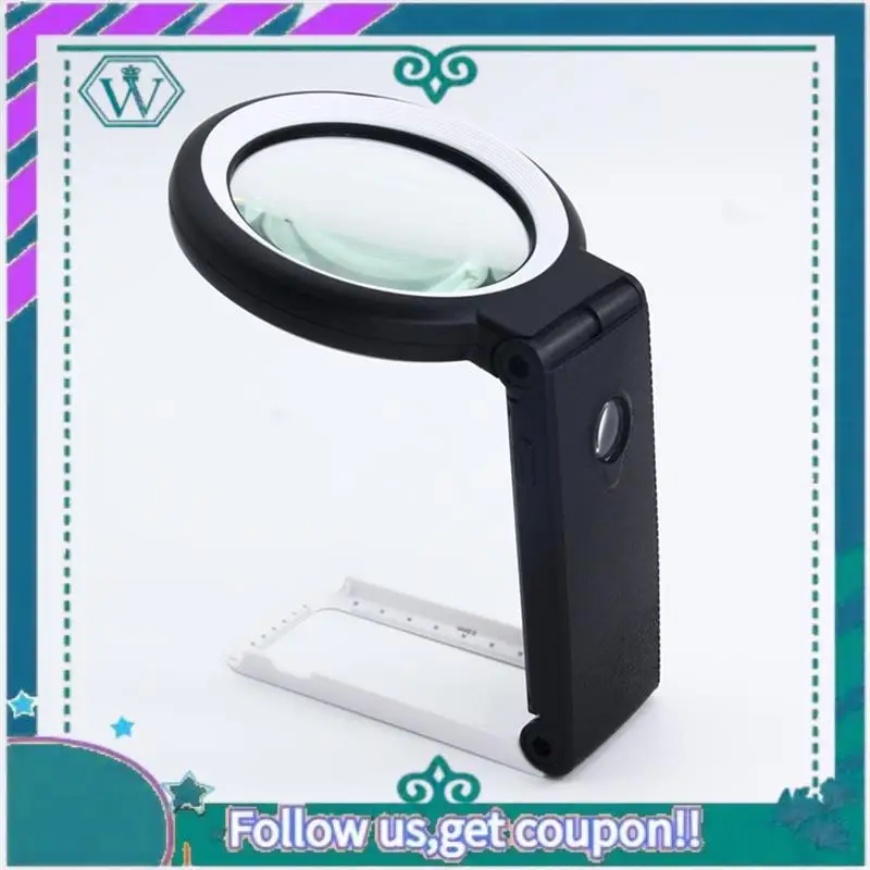 A75Q-Portable Handheld Magnifying Glass With LED Light 10X/30X Foldable Desktop Reading Magnifier Featuring 18 Leds