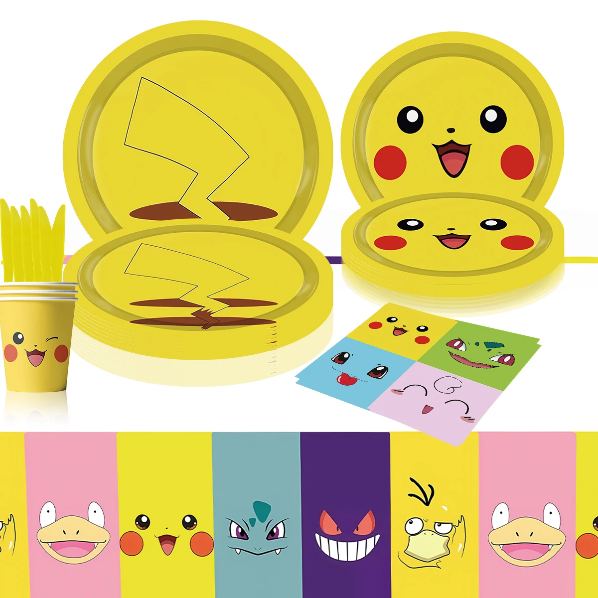 

MINISO Yellow Pokemon Theme Atmosphere arrangement Scene decoration Party disposable Tableware Paper Plates Decorative Supplies