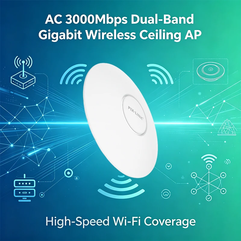  PIX-LINK CAP10 AX3000 Wireless Ceiling AP WiFi 6 Dual Band 2.4G/5G Gigabit Port PoE Power Supply FAT/FIT AP for Hotel Office