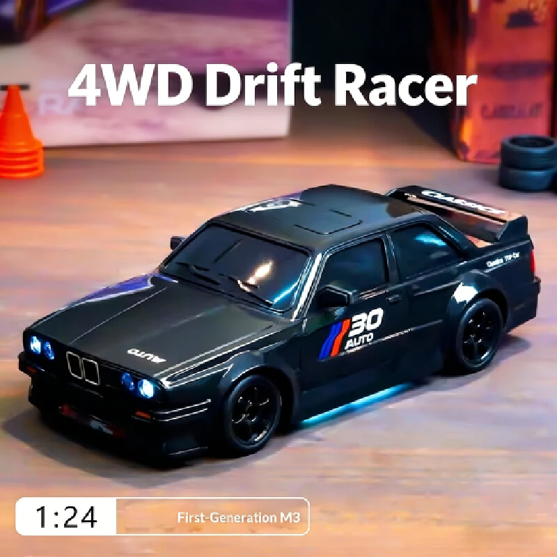 

Радиоуправляемая дрифт-машина 1:24, 4WD, с классическими светодиодными фарами, высокоскоростная, перезаряжаемая, гоночная спортивная игрушка для мальчиков и взрослых