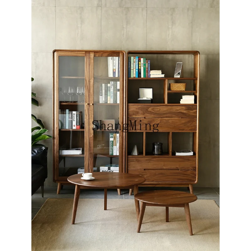 

SM home high-end sense all solid wood simple storage locker living room bookshelf bookcase