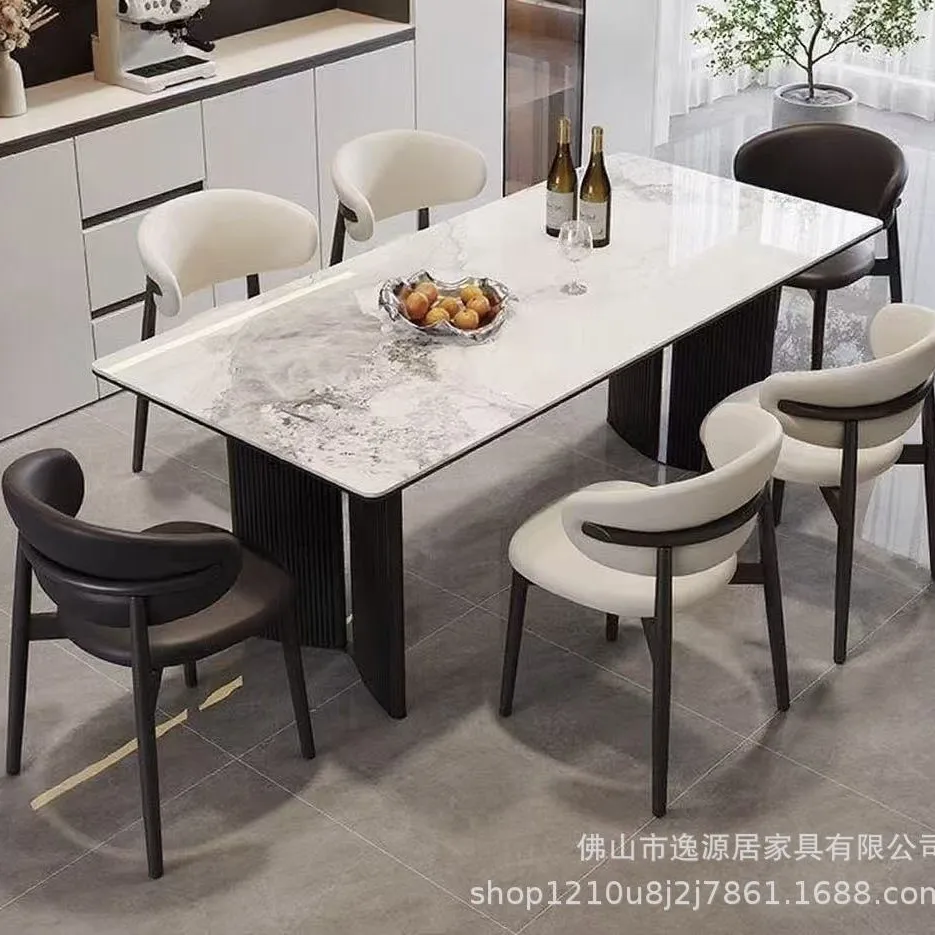 

Rectangular combination small apartment home living room dining table net red white aluminum alloy