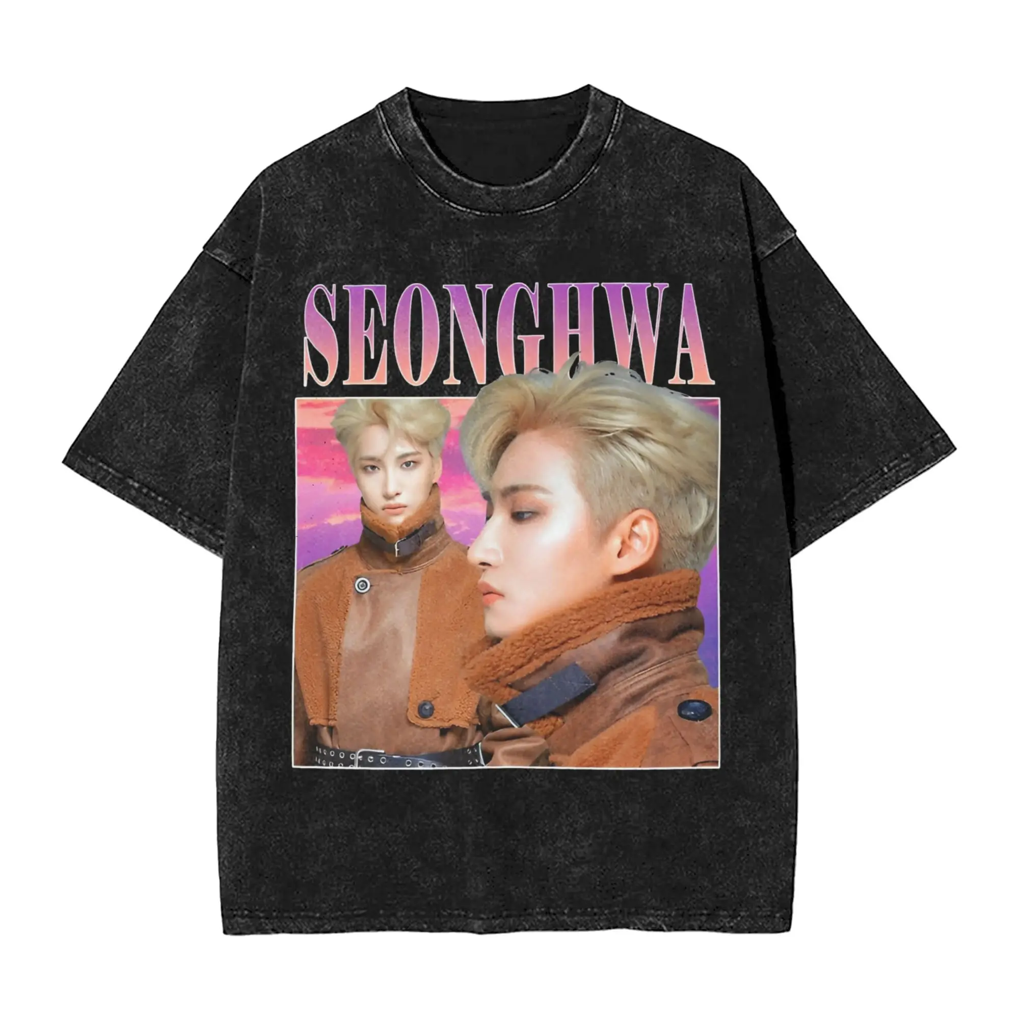 

Seonghwa ATEEZ стираная футболка мужская Y2K базовые повседневные футболки летние футболки с круглым вырезом новые футболки дизайн топы большого размера