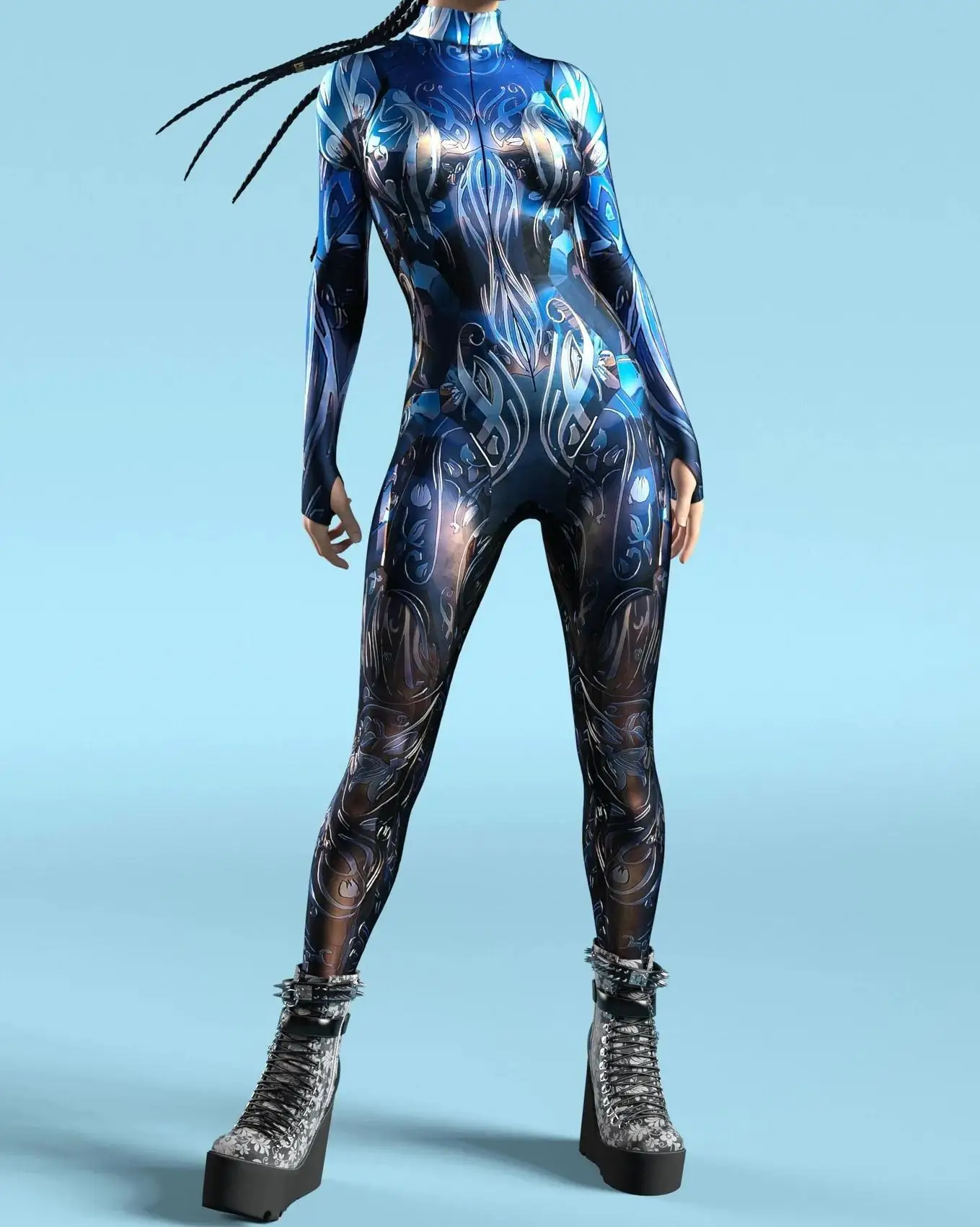 Cooles mechanisches Rüstungs-Cosplay-Kostüm für Frauen, Punk-Bodysuit, elastischer Jumpsuit für Feiertagspartys, ausgefallene Aerial-Yoga-Auftritte, Catsuit – Detail 31
