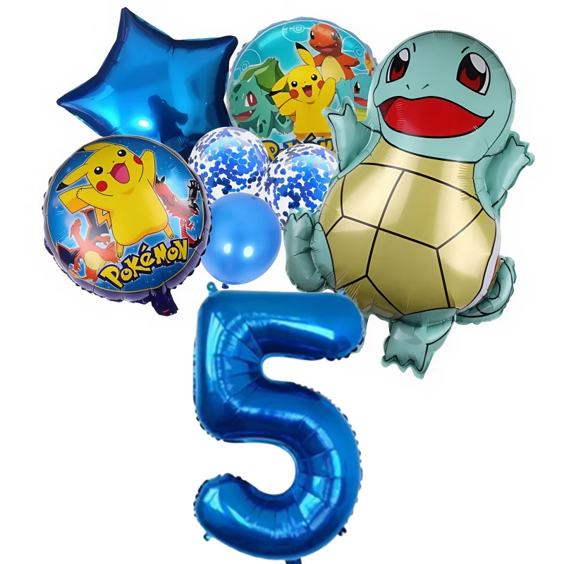 2 セット 8 個ピカチュウフィギュアデアニメ誕生日パーティー誕生日パーティーの装飾子供ブルーバルーン 1 2 3 4 5 6 7 8 9 風船ベビーショー
