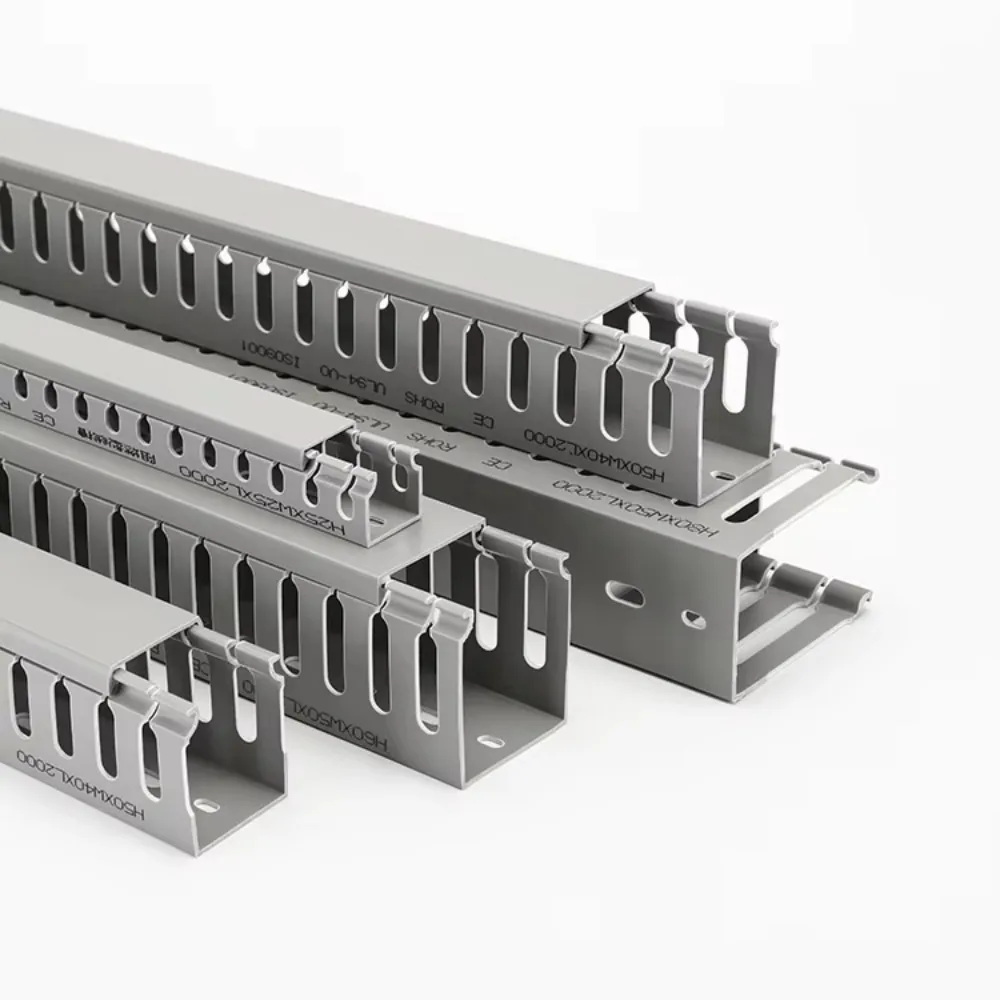 PVC Cable Trunking 1m Cable Holder Wire Hider Junction Box Cable Management Tray for Distribution Cabinet & Desk Wire Organizer