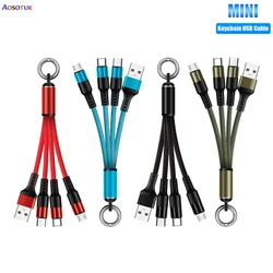 3 in 1 USB Type C Cable For Samsung S20 Xiaomi Mi 9 Keychain Charging USB C Cable For iPhone 13 12 11 Charger Micro USB Cable