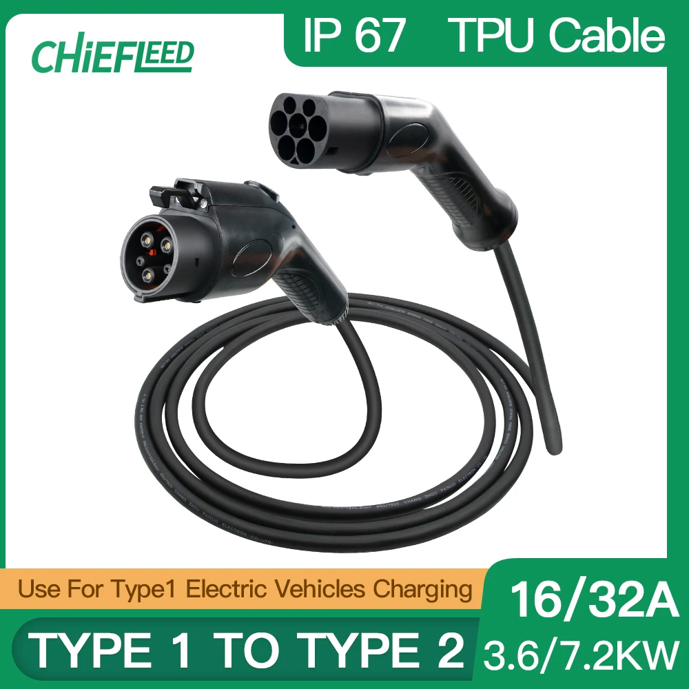 

Chiefleed EV Charging Cable EV Cable EV Plug With 5 Meters Cable Mennekes SAE J1772 Type 1 to Type 16A 32A 1Phase 2 IEC 62196-2