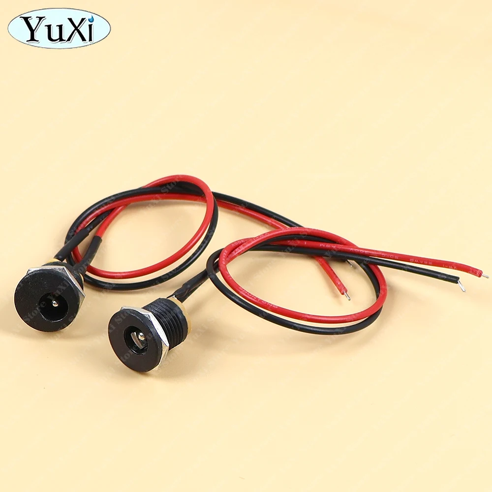 2-20pcs 5.5 X 2.1mm 5.5*2.5mm DC Power Jack Socket Female Panel Mount Connector Port With Cable