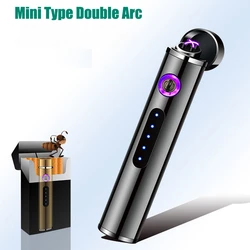 Lightning Electric Lighters Smoking Windproof Dual Arc Plasma Rechargeable USB Touch Lighter Smoke Accesoires 2024 Men Gift