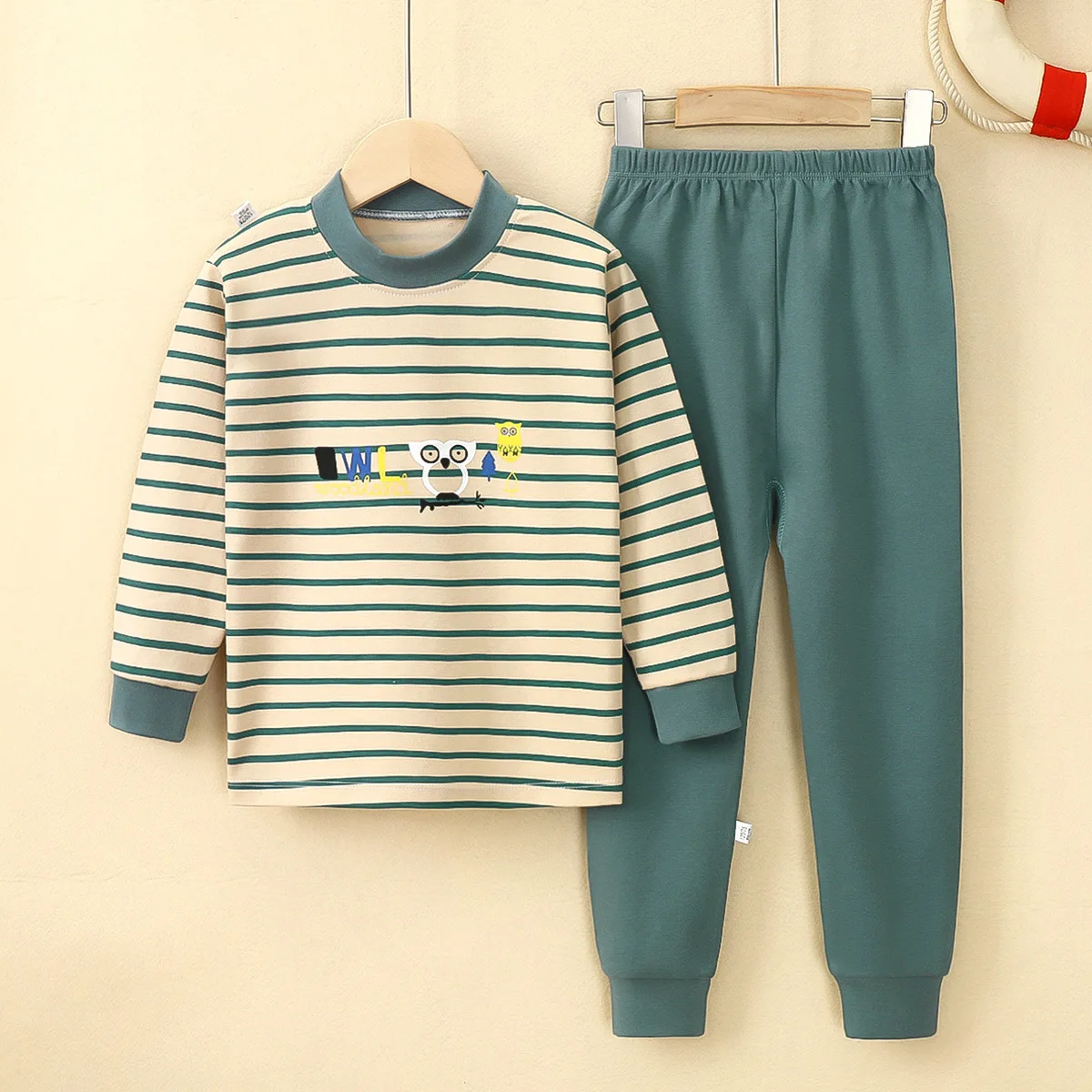 Medium Large Children\'s Spring Autumn Long-sleeved Trousers Set Cotton Thermal Underwear Cute Cartoon Pattern Boys Girls Pajamas