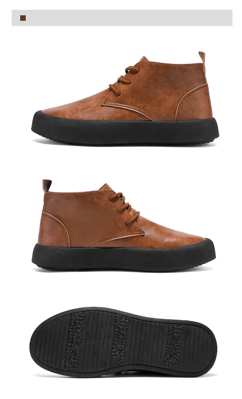 Herrenschuhe in großen Größen für Frühling und Herbst, trendige kurze Stiefel, Schuhe mit dicker Sohle, neue Herren-Lederschuhe mit mittelhohem Schaft und dicker Sohle, lässige und modische Herrenschuhe. – Detail 20