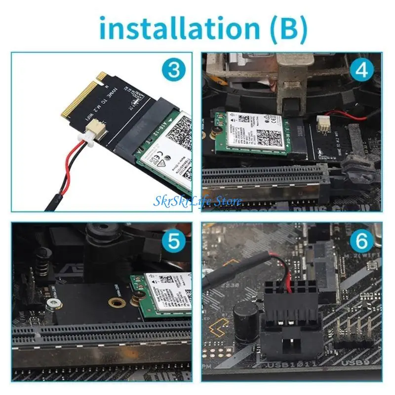 

E65E NGFF M.2 A/A+E Slot to M.2M PCIe PCI-Express WiFi Card Adapter NVMe Wireless LAN Card Adapter