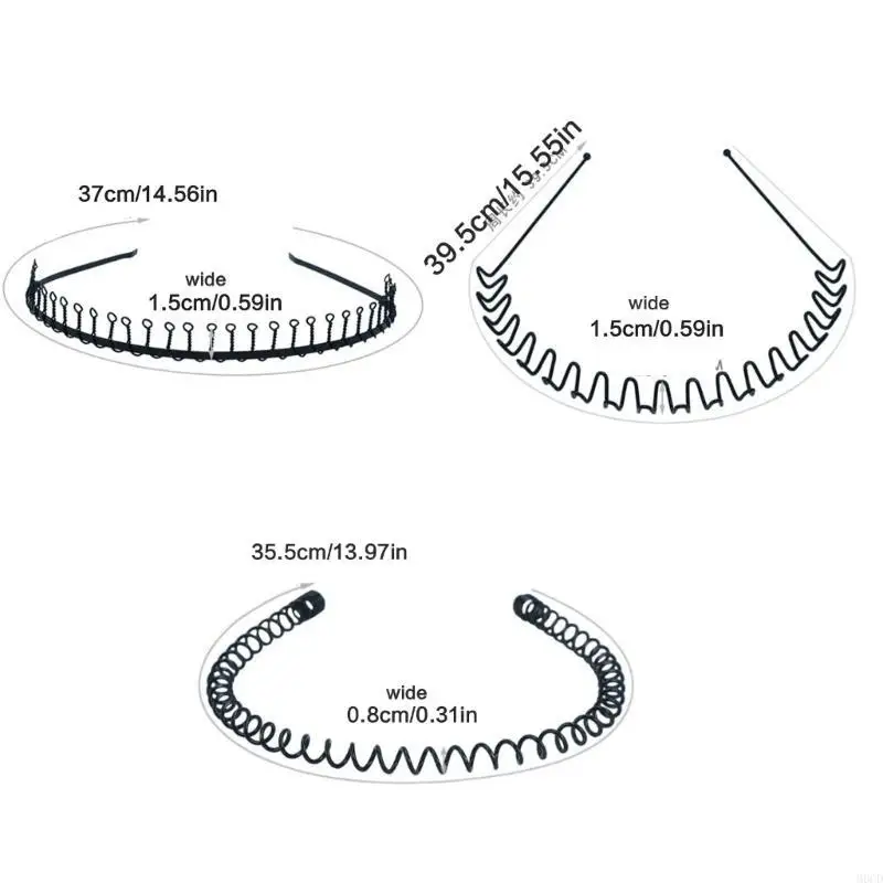 M6CD 9PCS Bandas cabeceira dentes metal M6CD Bandas cabeça onduladas diariamente, use faixas cabeça para e diário
