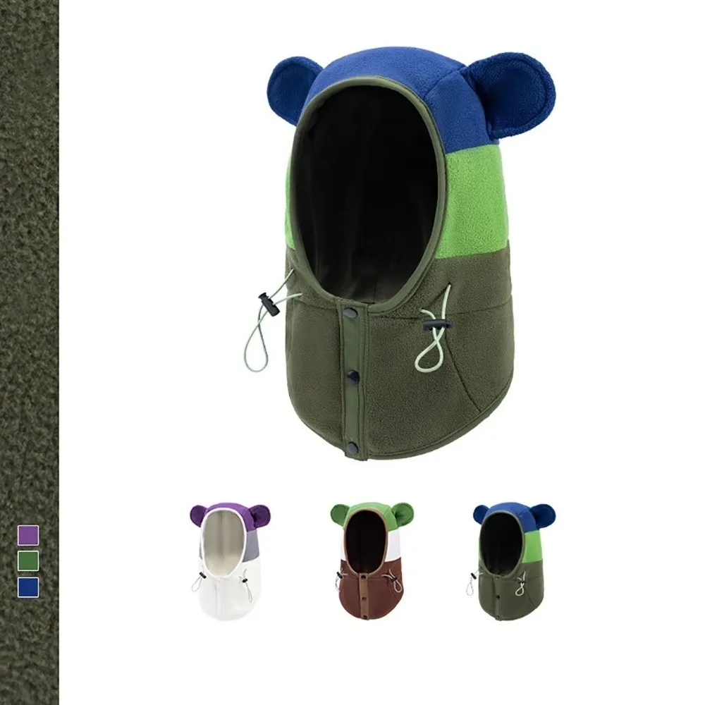 Moda urso orelha crianças chapéus de inverno engrossado manter quente proteção de orelha boné à prova de vento crianças cachecol com capuz conjunto ao ar livre