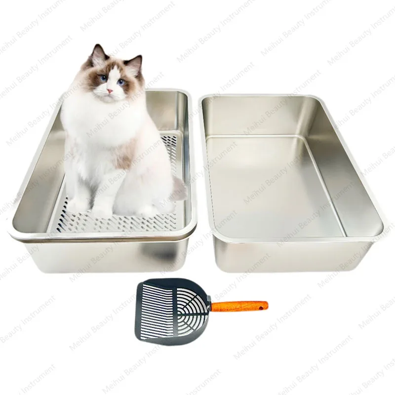 New Stainless Steel Litter Box Filter Cat Litter Box Removable Open Cat Toilet Spot Pet Supplies