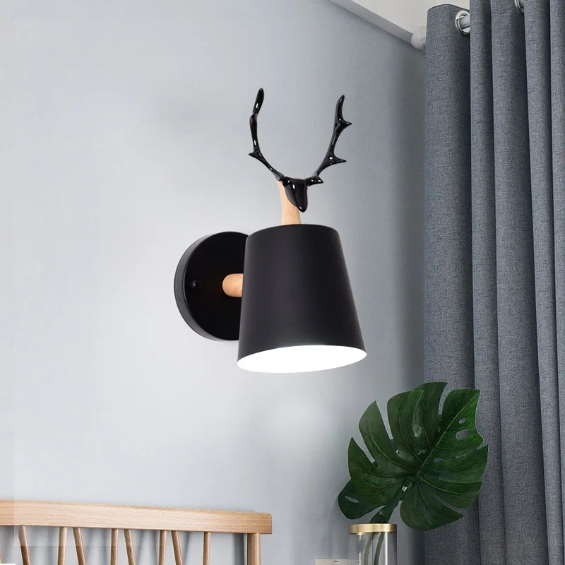 Nordic style bedroom bedside reading light minimalist modern living room TV wall light creative balcony staghorn light fixture