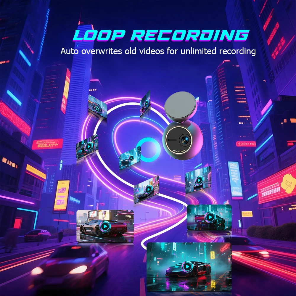 Dash Cam KAWA MINI ORB Tiny Videorecorder 2K Auto DVR, Spraakbesturing Autocamera, 360 °   Draaien,180 °   Video Flip AUTO Dash Camera