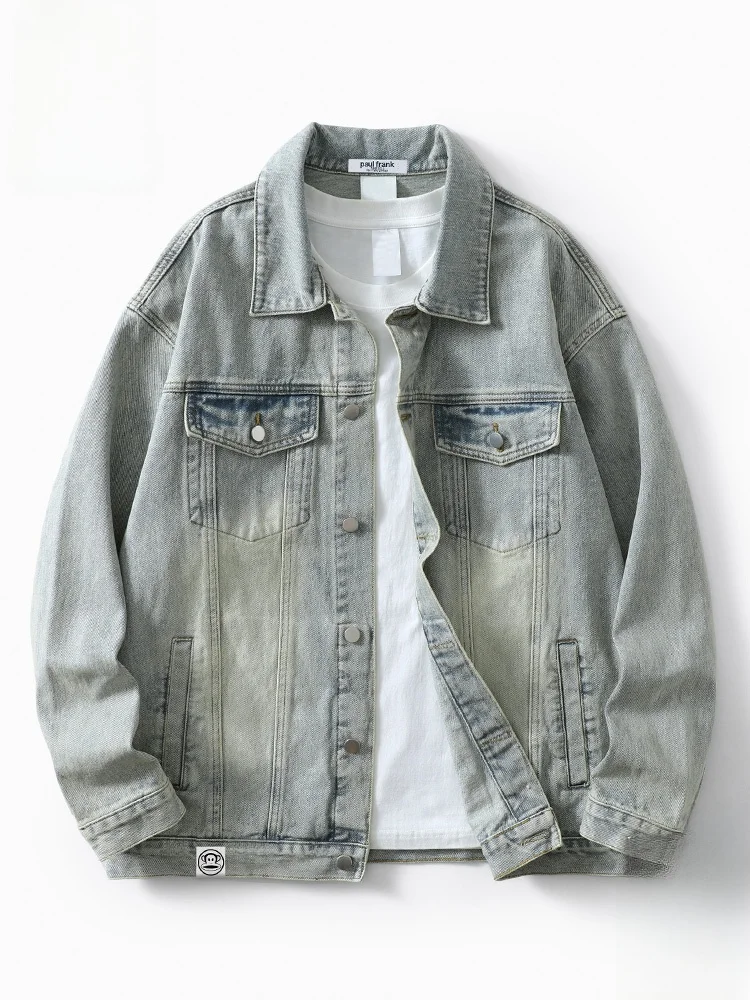 

PaulFrank Men's Casual Loose Fit Denim Jaet Vintage Waed Autumn Top Long Sve Cotton Polyester Blend Outerwear