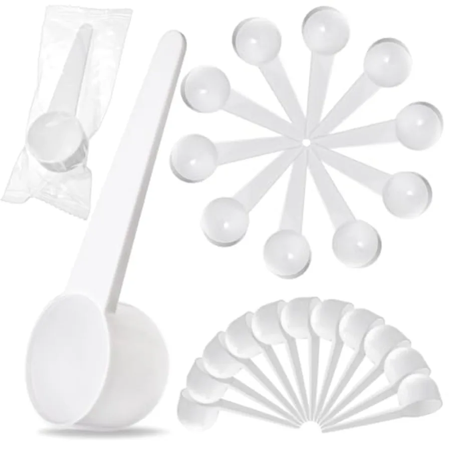 

100 Pack Plastic Scoop Tablespoon Individually Wrapped 20ml 20cc Measuring Spoons with Long Handle for Precise Measurement of C