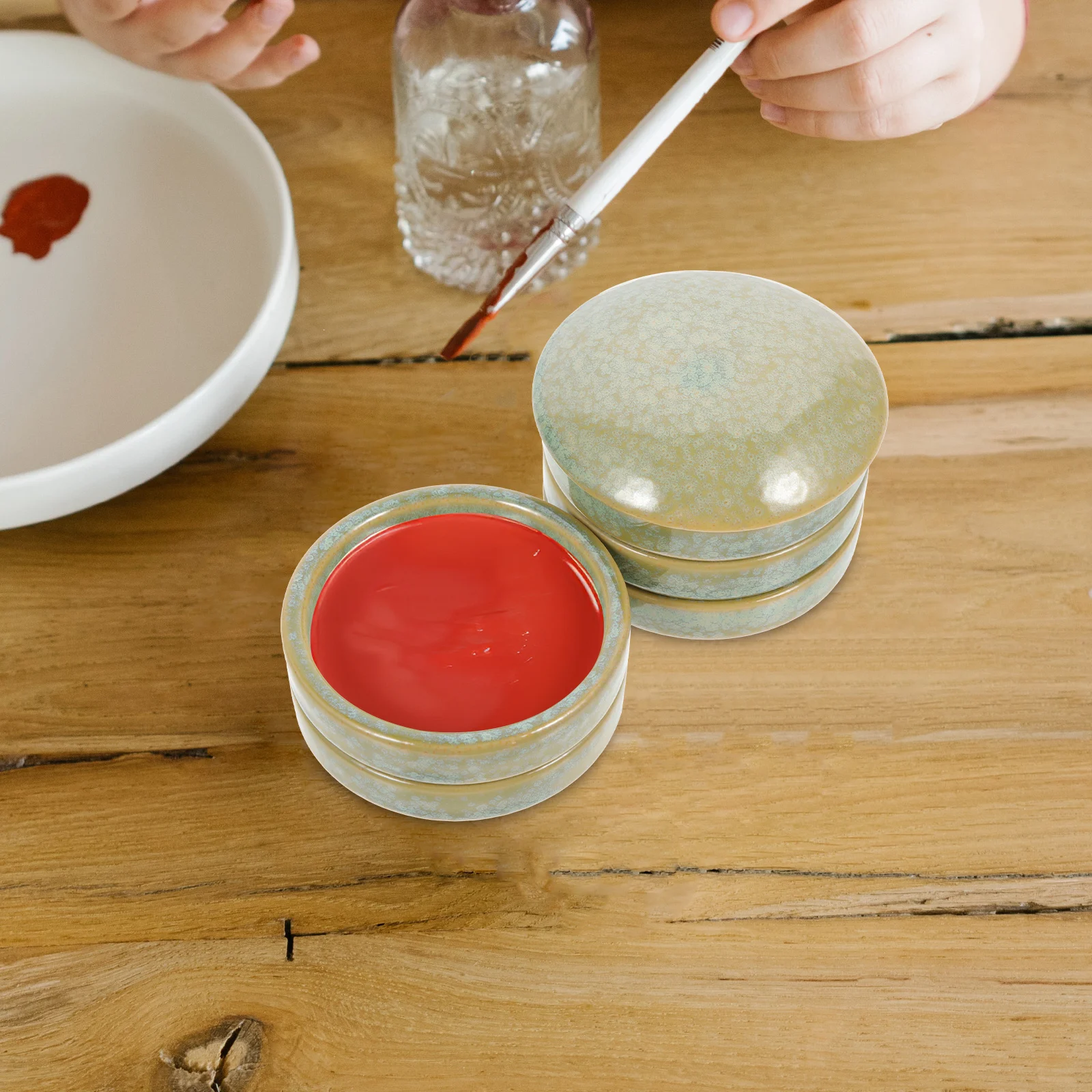 

1Set 5-Layer Ceramic Color Palettes Exquisite Stackable Design for Artists Students DIY Enthusiasts Efficient Pigment Mixing