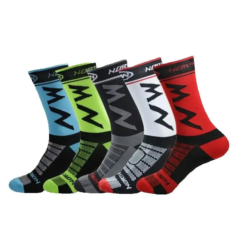 

1/5 пар велосипедных спортивных носков, дышащие, впитывающие пот баскетбольные носки, противоскользящие, быстросохнущие, спортивные носки для бега на открытом воздухе