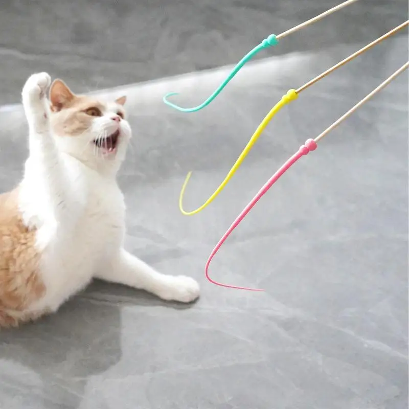 Mice Tail Silicone Toy Stick para gatos, Cat Wand Toy, Animais médios, pequenos